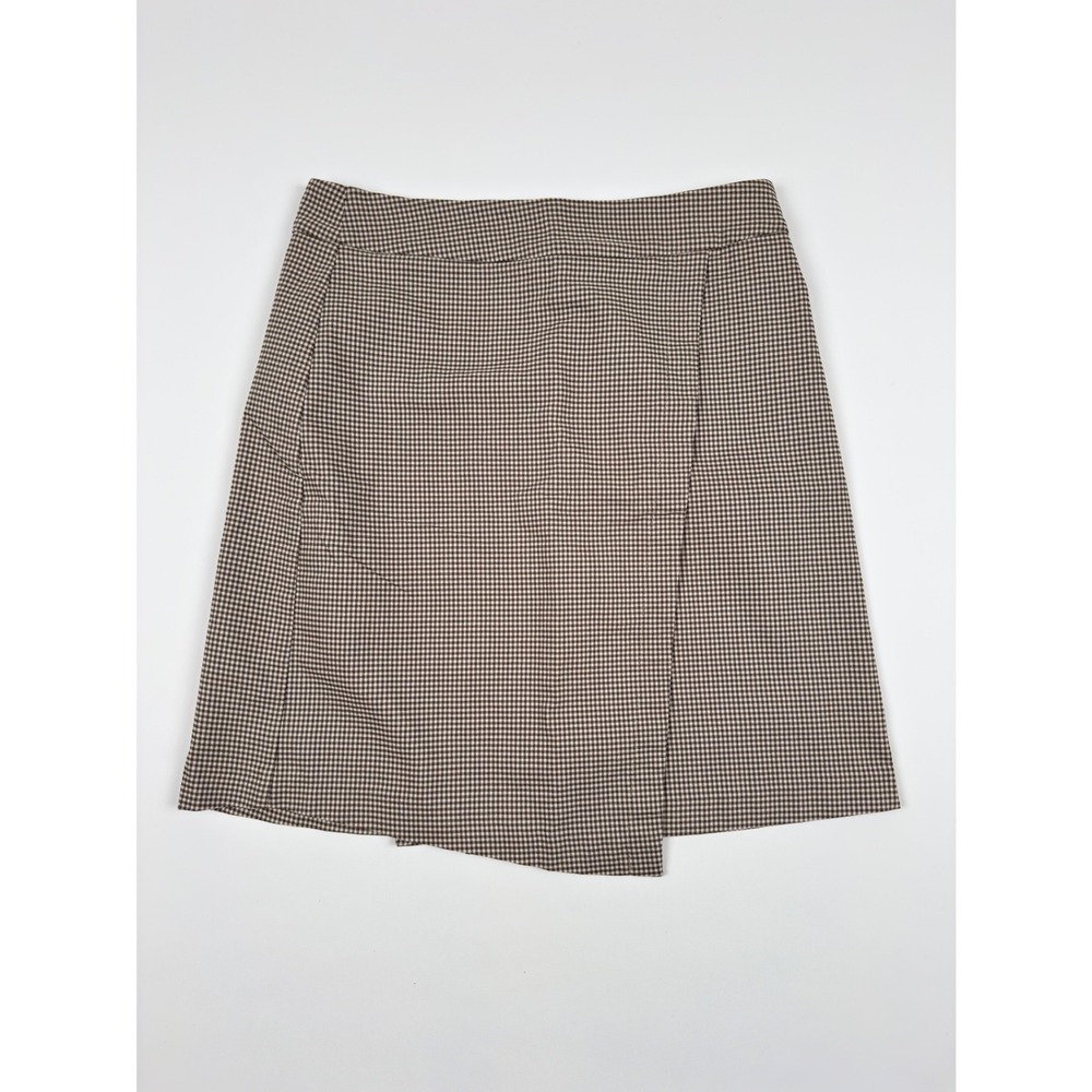 Margaret M Beatrice Faux Wrap Mini‎ Skirt Brown Large Stitch Fix